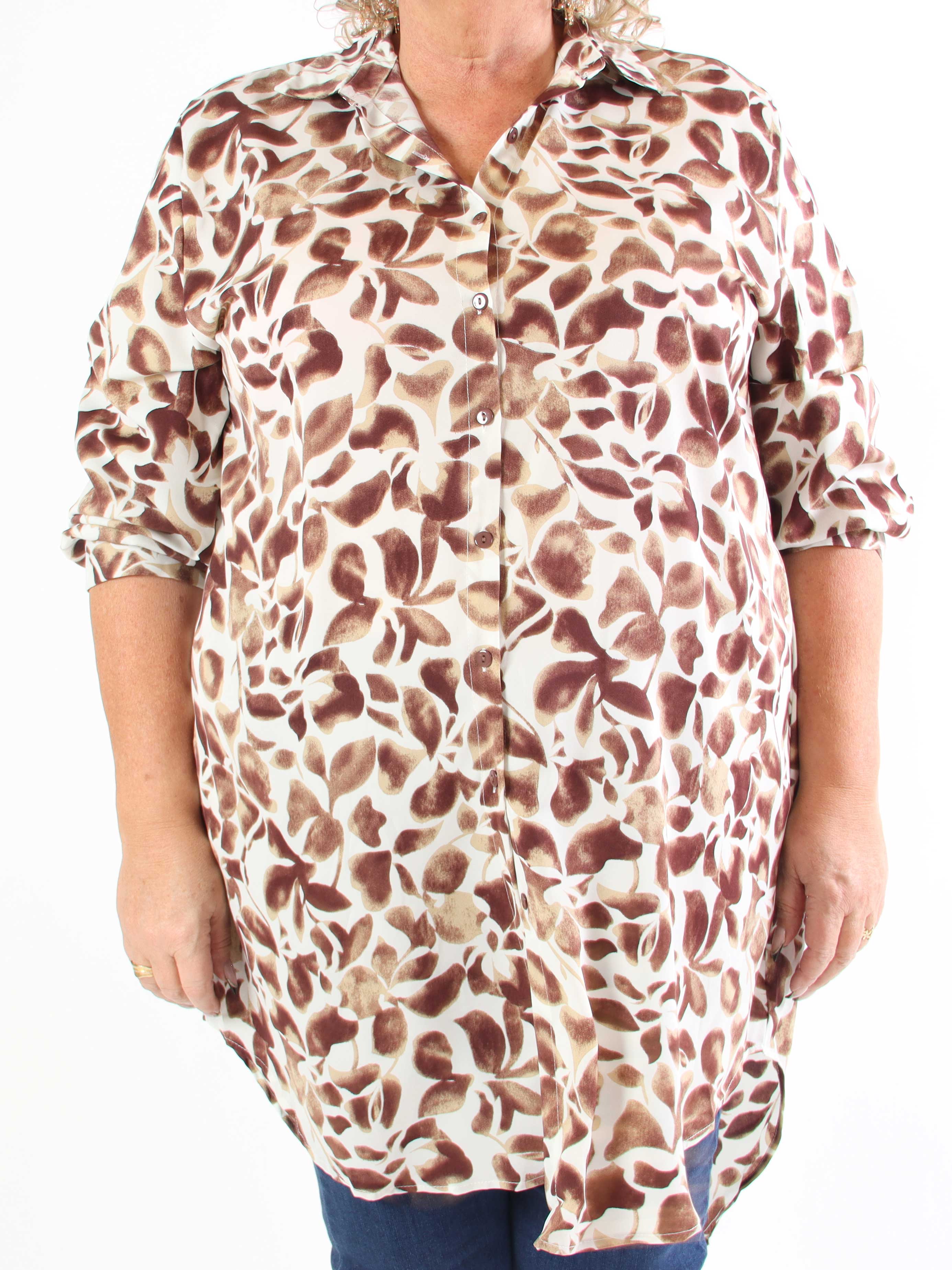 Zora - Lång mönstrad skjortklänning